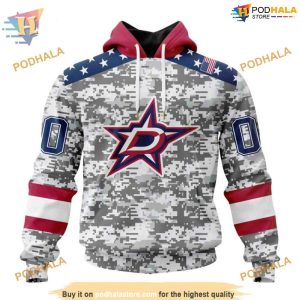 Custom Camo Design For Veterans Day NHL Dallas Stars Hoodie 3D 1
