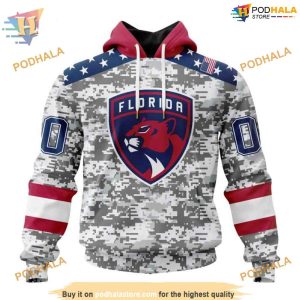 Custom Camo Design For Veterans Day NHL Florida Panthers Hoodie 3D 1