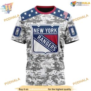 Custom Camo Design For Veterans Day NHL New York Rangers Hoodie 3D 3