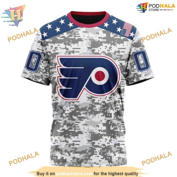 Custom Camo Design For Veterans Day NHL Philadelphia Flyers Hoodie 3D