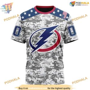 Custom Camo Design For Veterans Day NHL Tampa Bay Lightning Hoodie 3D 3
