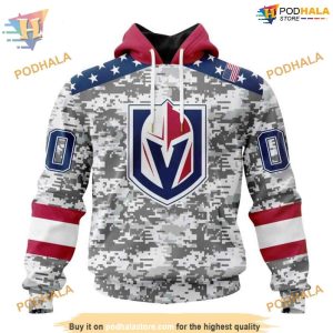 Custom Camo Design For Veterans Day NHL Vegas Golden Knights Hoodie 3D 1