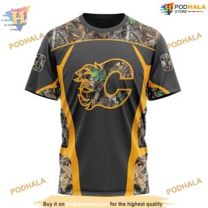Custom Camo Hunting Design NHL Calgary Flames Hoodie 3Ds Sweatshirt 3