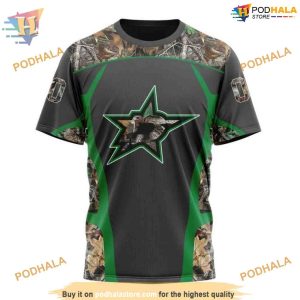 Custom Camo Hunting Design NHL Dallas Stars Hoodie 3D Shirt 3