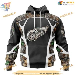 Custom Camo Hunting Design NHL Detroit Red Wings Hoodie 3D 1