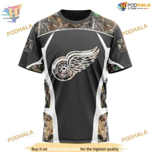 Custom Camo Hunting Design NHL Detroit Red Wings Hoodie 3D 3
