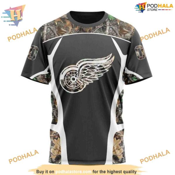 Custom Camo Hunting Design NHL Detroit Red Wings Hoodie 3D