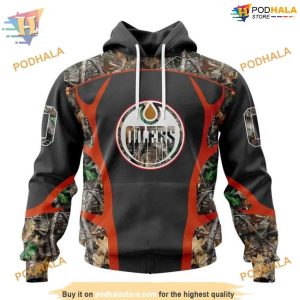 Custom Camo Hunting Design NHL Edmonton Oilers Hoodie 3Ds 1