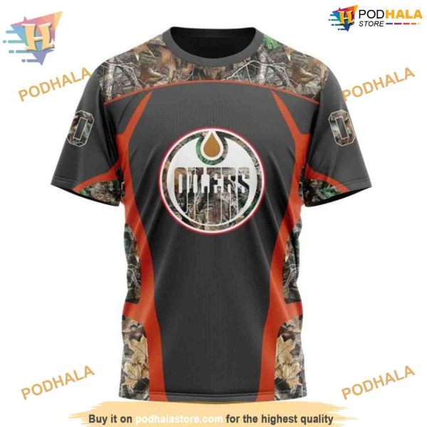 Custom Camo Hunting Design NHL Edmonton Oilers Hoodie 3Ds