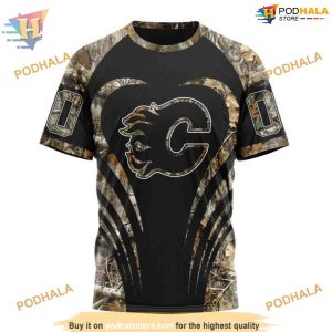 Custom Camo Hunting NHL Calgary Flames Hoodie 3D Sweatshirt 3