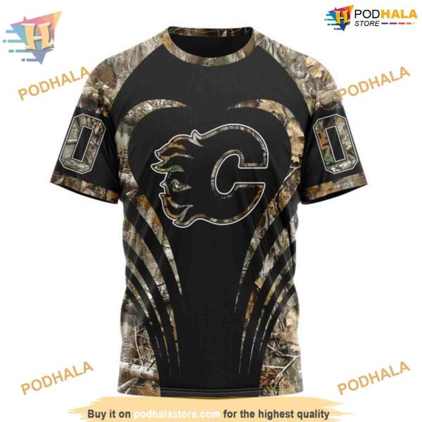 Custom Camo Hunting NHL Calgary Flames Hoodie 3D Sweatshirt