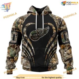 Custom Camo Hunting NHL Detroit Red Wings Hoodie 3D 1
