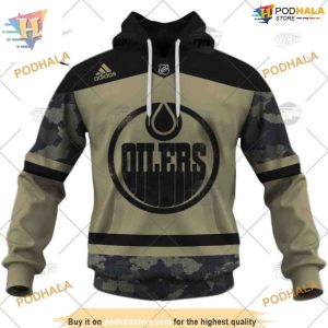 Custom Camo Military Jersey NHL Edmonton Oilers Hoodie 3D 2