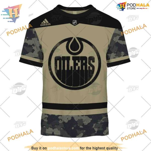 Custom Camo Military Jersey NHL Edmonton Oilers Hoodie 3D