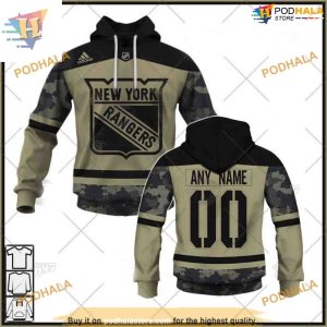 Custom Camo Military Jersey NHL New York Rangers Hoodie 3D 1