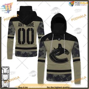 Custom Camo Military Jersey NHL Vancouver Canucks Hoodie 3D 5