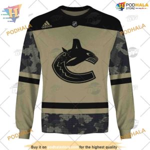 Custom Camo Military Jersey NHL Vancouver Canucks Hoodie 3D 8