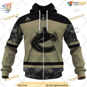 Custom Camo Military Jersey NHL Vancouver Canucks Hoodie 3D 9