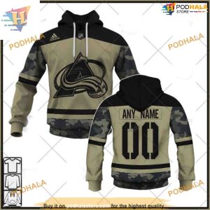 Custom Camo Military Practice Jersey NHL Colorado Avalanche Hoodie 3D 1