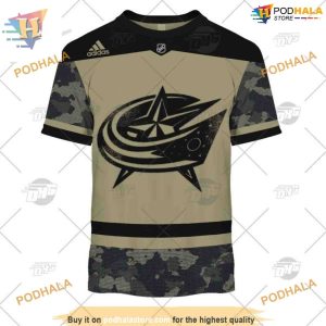 Custom Camo Military Practice Jersey NHL Columbus Blue Jackets Hoodie 3D 3