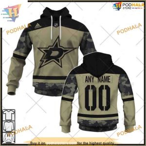 Custom Camo Military Practice Jersey NHL Dallas Stars Hoodie 3D 1