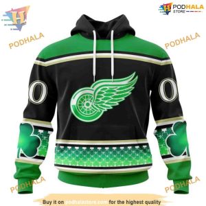 Custom Celebrate St Patrick's Day NHL Detroit Red Wings Hoodie 3D