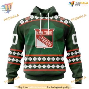 Custom Celebrate St Patrick's Day NHL New York Rangers Hoodie 3D 1
