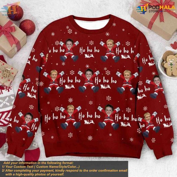 Custom Christmas Family Sweater, Personalized Ugly Xmas Photo Gift