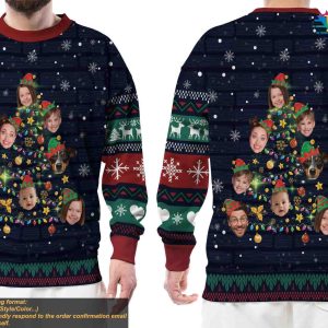 Custom Christmas Sweater with Faces Personalized Funny Family Outfit 4