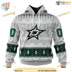 Custom Customized Native Design NHL Dallas Stars Hoodie 3D 1