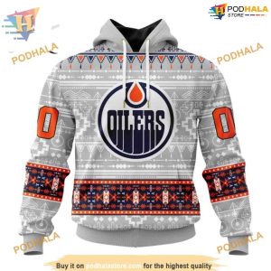 Custom Customized Native Design NHL Edmonton Oilers Hoodie 3D 1