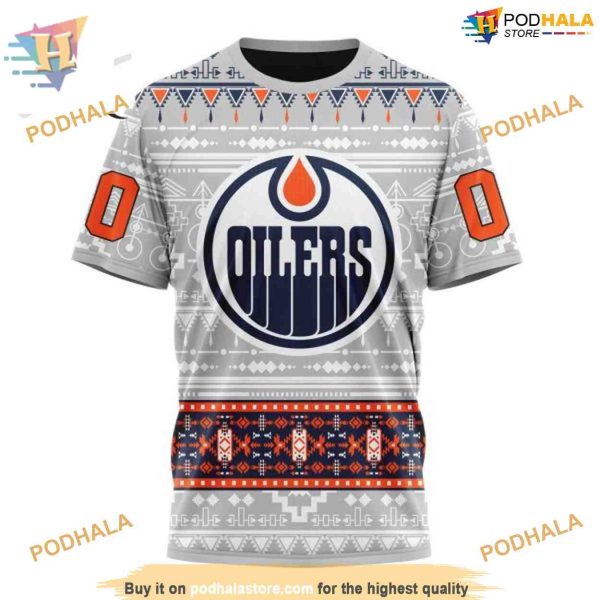 Custom Customized Native Design NHL Edmonton Oilers Hoodie 3D