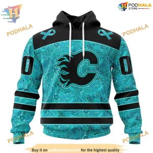 Custom Design Fight Ovarian Cancer NHL Calgary Flames Hoodie 3D