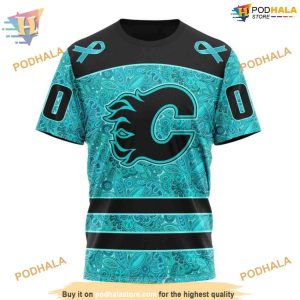 Custom Design Fight Ovarian Cancer NHL Calgary Flames Hoodie 3D 3
