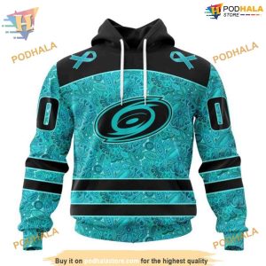 Custom Design Fight Ovarian Cancer NHL Carolina Hurricanes Hoodie 3D 1