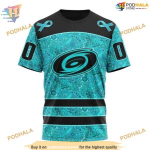 Custom Design Fight Ovarian Cancer NHL Carolina Hurricanes Hoodie 3D 3
