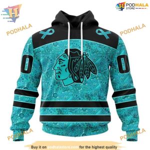 Custom Design Fight Ovarian Cancer NHL Chicago Blackhawks Hoodie 3D 1