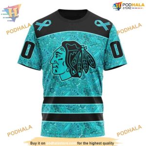 Custom Design Fight Ovarian Cancer NHL Chicago Blackhawks Hoodie 3D 3