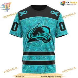 Custom Design Fight Ovarian Cancer NHL Colorado Avalanche Hoodie 3D Sweatshirt 3