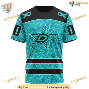 Custom Design Fight Ovarian Cancer NHL Dallas Stars Hoodie 3D 3