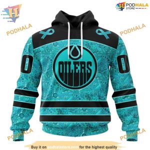 Custom Design Fight Ovarian Cancer NHL Edmonton Oilers Hoodie 3D 1
