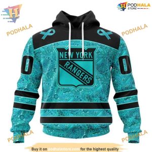 Custom Design Fight Ovarian Cancer NHL New York Rangers Hoodie 3D 1