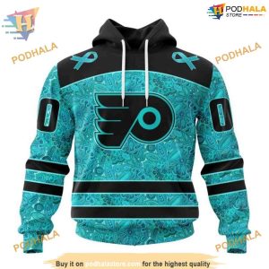 Custom Design Fight Ovarian Cancer NHL Philadelphia Flyers Hoodie 3D 1