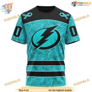 Custom Design Fight Ovarian Cancer NHL Tampa Bay Lightning Hoodie 3D 3