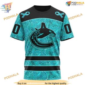 Custom Design Fight Ovarian Cancer NHL Vancouver Canucks Hoodie 3D 3