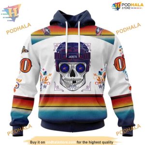 Custom Design For Dia De Los Muertos NHL Columbus Blue Jackets Hoodie 3D 1