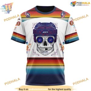 Custom Design For Dia De Los Muertos NHL Columbus Blue Jackets Hoodie 3D 3