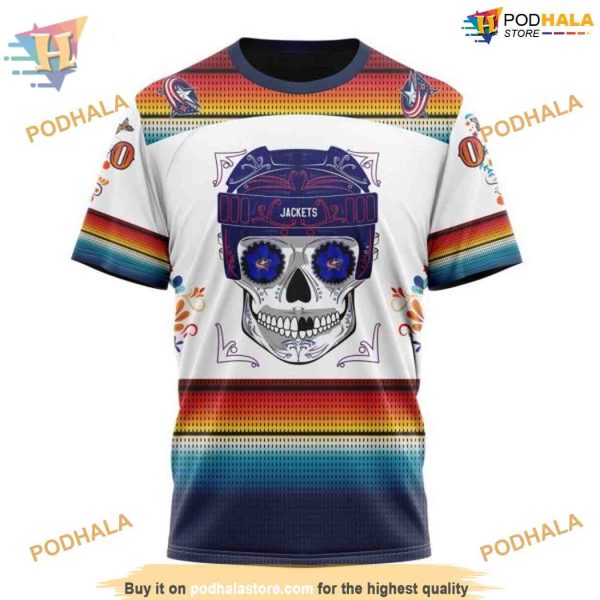 Custom Design For Dia De Los Muertos NHL Columbus Blue Jackets Hoodie 3D