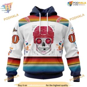Custom Design For Dia De Los Muertos NHL Detroit Red Wings Hoodie 3D 1