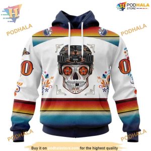 Custom Design For Dia De Los Muertos NHL Edmonton Oilers Hoodie 3D 1